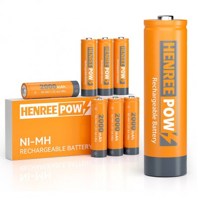 HenReepow Ni-MH AA 2000 baterías recargables para luces solares