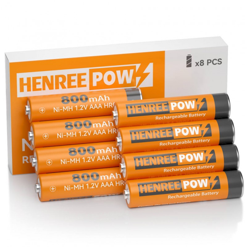 HenReepow Ni-MH AAA 800 Batterías recargables para luces solares