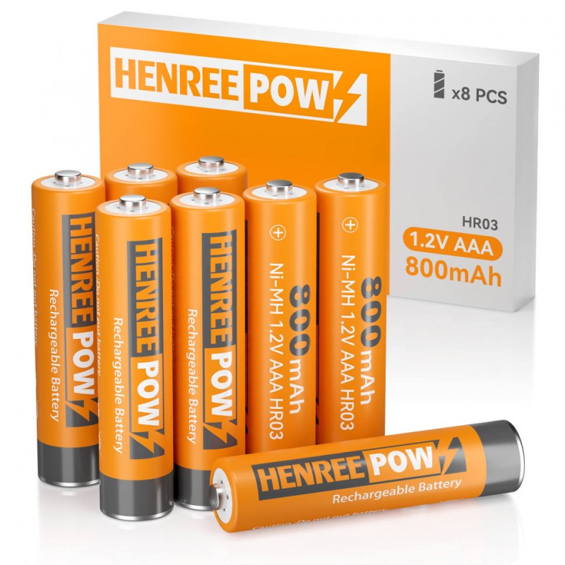 HenReepow Ni-MH AAA 800 Batterías recargables para luces solares