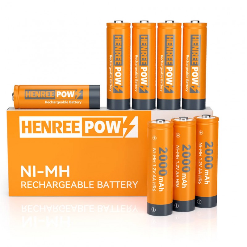 HenReepow Ni-MH AA 2000 baterías recargables para luces solares