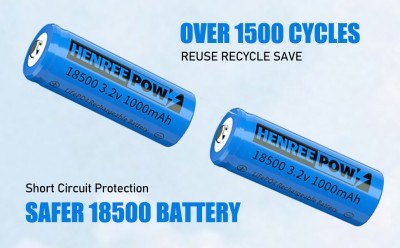 Batería recargable de HenReepow 18500, batería de fosfato de litio de 3.2V LiFePO4 1000 mAh para Gar